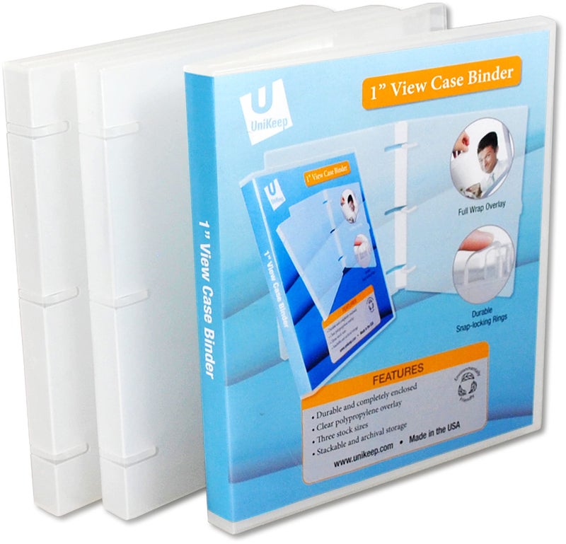 UniKeep 3 Ring View Binder - Binder Case is Fully Enclosed - Available in White, Clear, or Black and in Various Spine Widths (Pack of 3, Clear, 1.0 Inch) - Image 1